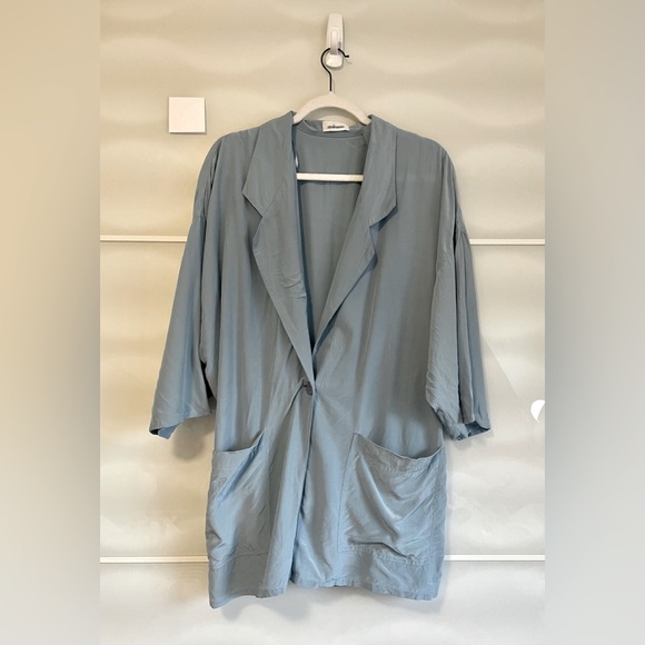 Steilmann Jackets & Blazers - Steilmann Blue 100% Silk Blazer cardigan open drape with sleeves size XL 2XL